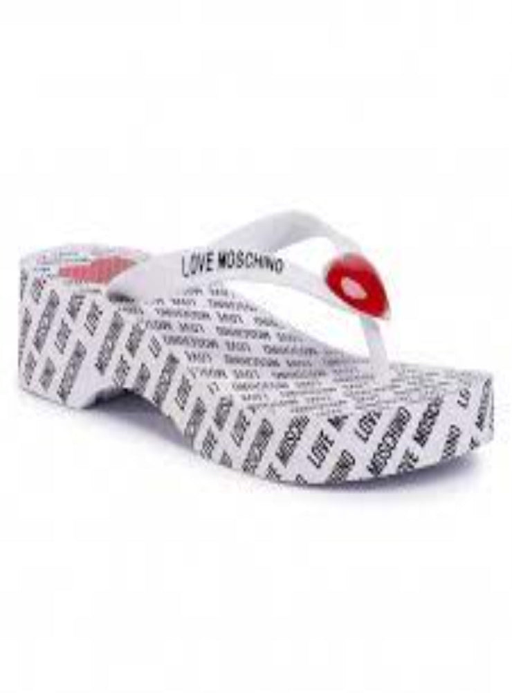 Love Moschino Slides - Flip Flops Logo - White - JA28174GOAJ11100
