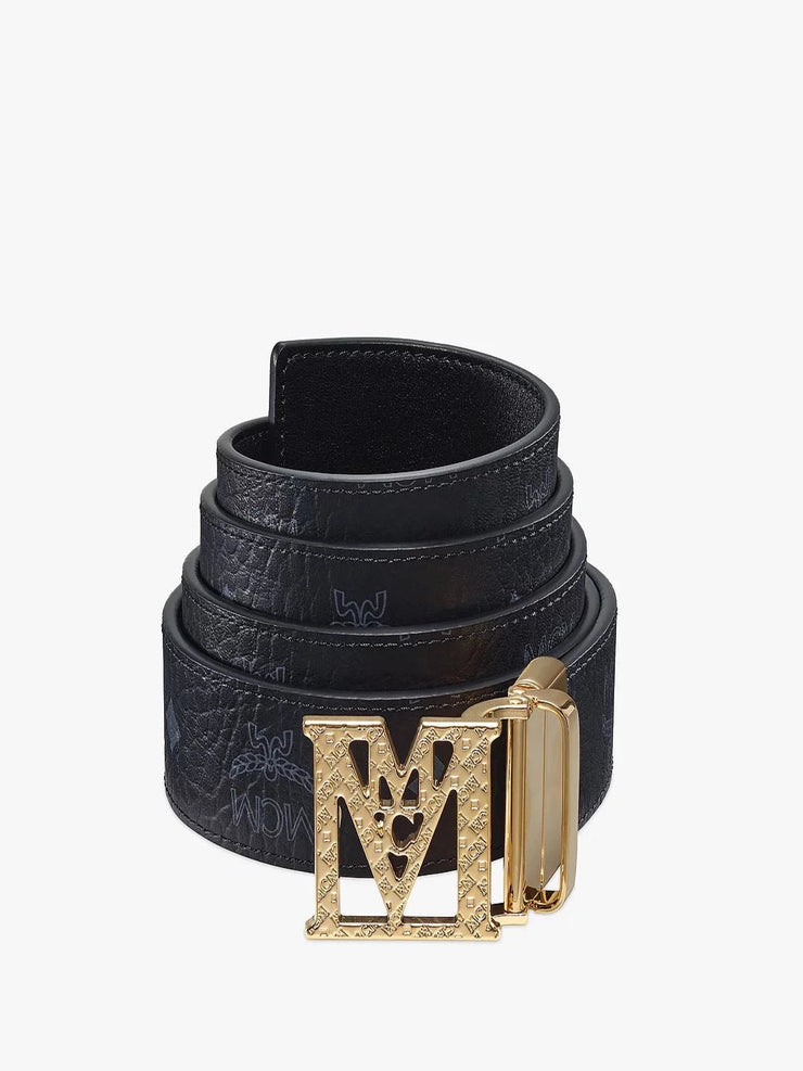 MCM Belt - Mena Textured M - Black Gold - MXBBSLM01BK001