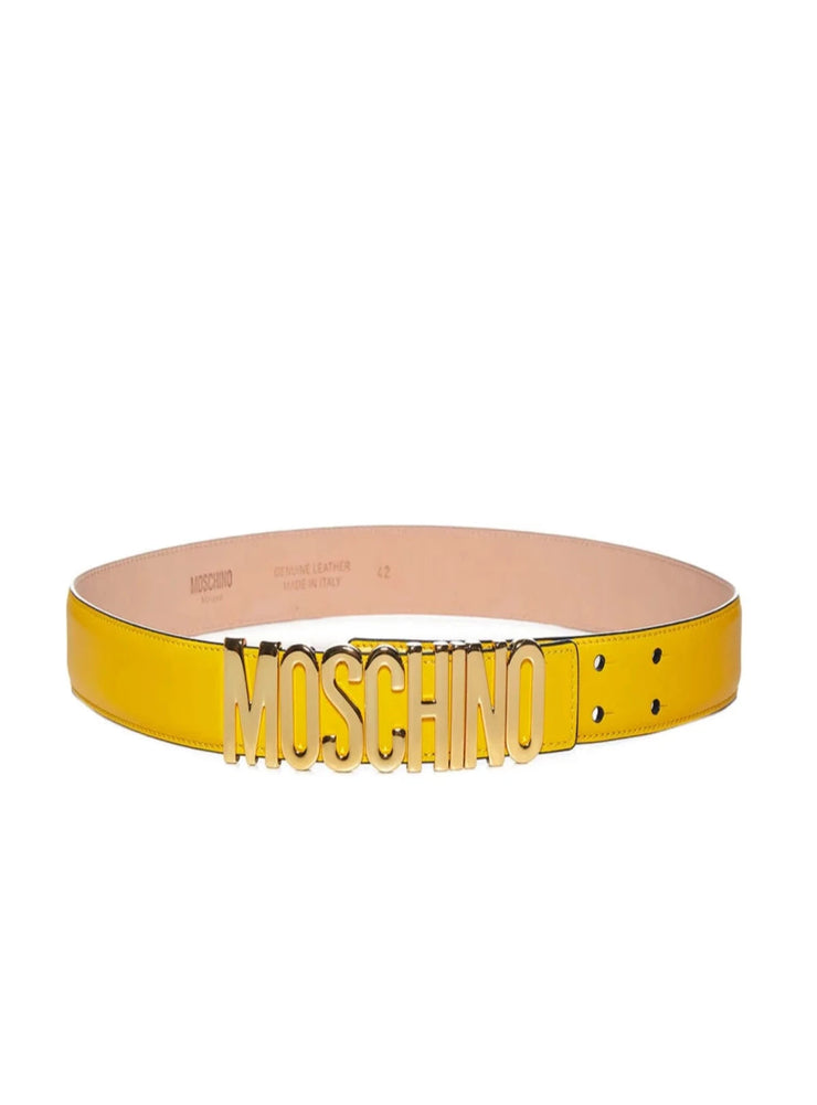 Moschino Belt - Logo Plaque - Yellow Silver -  Z2A8012