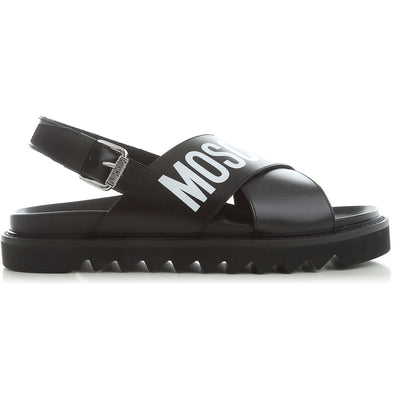 Moschino Sandals - Crossover Logo Print - Black - MB16055G0EGA000A