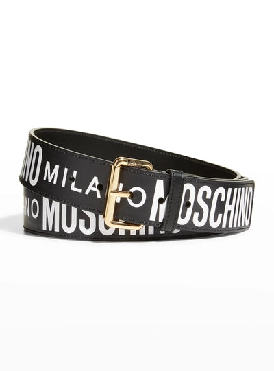 Moschino Belt - Repeat Logo - Black White Gold - A80228010 1195