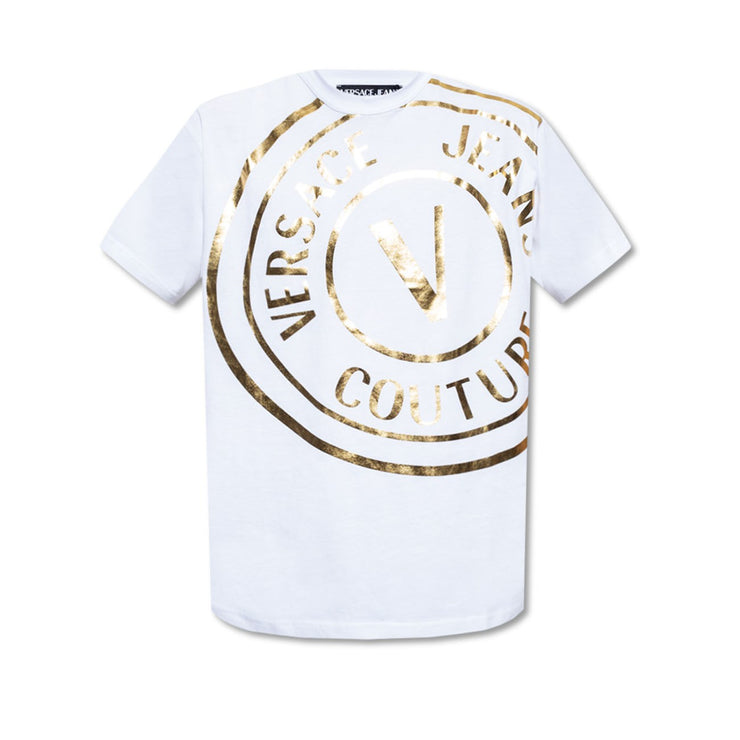Versace T-Shirt - Gold Logo  - White -72GAHT16